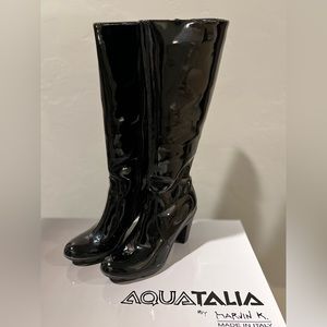 Aquatalia tall black patent weatherproof boots - made in Italy. 🦋🦋 lining